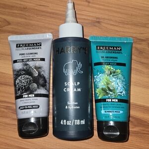 Mens Skincare Face Clay Mask Gel Mask And Hair Bundle Harrys And Freeman New